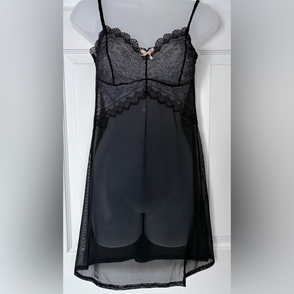 Elle Macpherson Intimates Chemise Slip Gown Black Lace Medium with tags